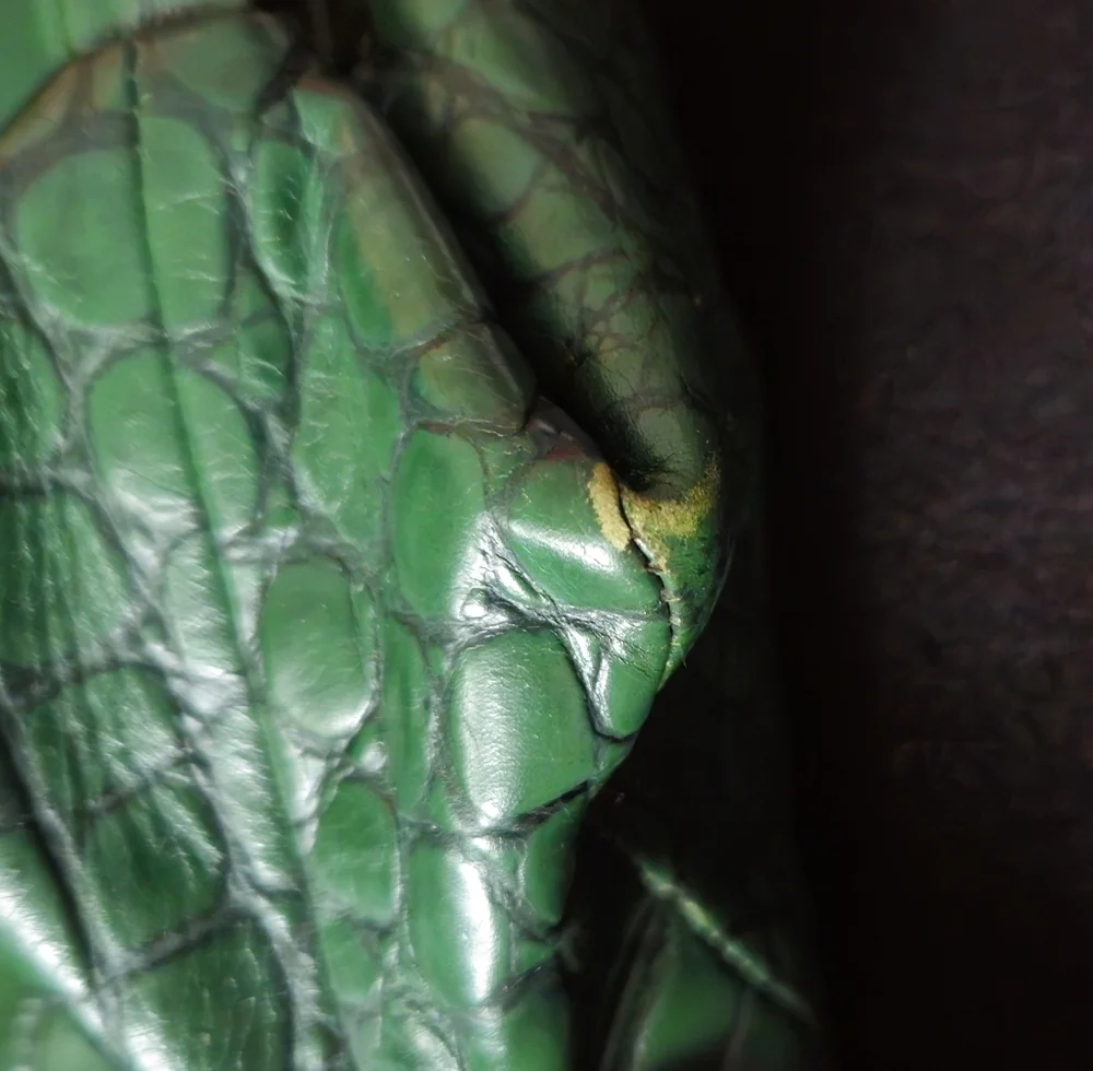 Coach Ashley Hunter Green Leather Croc Embossed Tote Bag